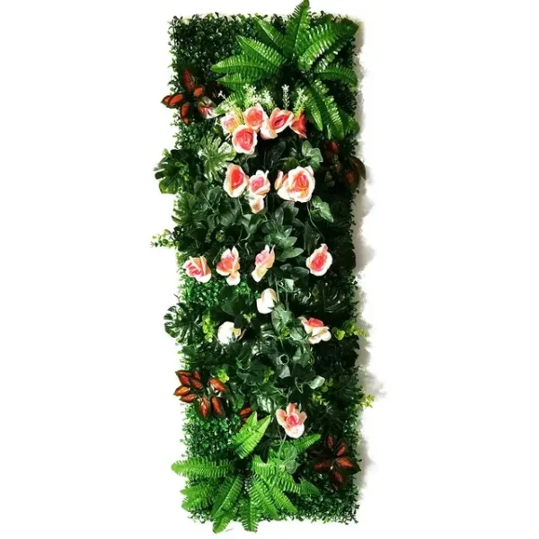 Mur Végétal artificiel Rosa (40x120cm), Mur floral intérieur, Déco murale plantes vertes extérieures pas chères.