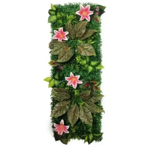 Mur Végétal artificiel Lilium (40x120cm), Mur floral intérieur et extérieur, déco murale végétalisée en PE, anti-UV et durable.