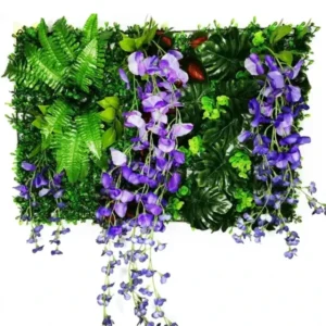 Mur végétal artificiel Aconitum 60x40cm, Fleurs artificielles tombantes comme des vraies, facile d'installation et durable, Déco murale extérieur et intérieur en PE écologique.