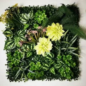 Mur végétal artificiel Andrea 50x50cm, Plantes artificielles pas cher intérieur et extérieur en Plastique PE, durable et écologique.