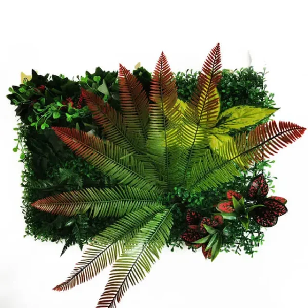 Mur végétal artificiel Blechnum (60x40cm), Grande plante artificielle et extérieur, déco murale en PE, facile à installer.