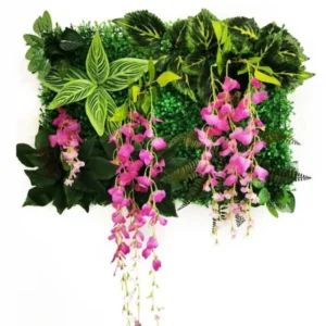 Mur végétal artificiel Cattleya 60x40cm, Plantes vertes artificielles intérieur jardin vertical extérieur sans entretien.