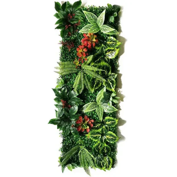 Mur végétal artificiel Croton (40x120cm), Déco murale de plantes artificielles intérieur et extérieur, Panneaux végétalisés en PE facile à installer.