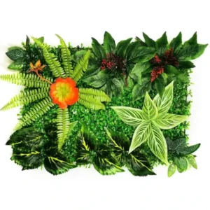 Mur végétal artificiel Fruticosa 60x40cm, Fausses plantes vertes intérieur sans entretien, Déco murale extérieur pas cher.
