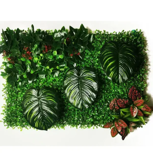 Mur végétal artificiel Homalomena (60x40cm), Fausses plantes intérieur et extérieur. Décoration murales ultra réaliste.