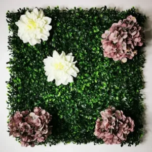 Mur végétal artificiel Hortensia 50x50cm, Mur floral intérieur, déco murale végétalisée extérieur en plastique PE de qualité.