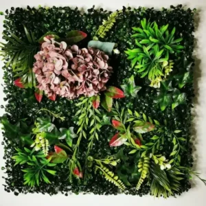 Mur végétal artificiel Hydrangea 50x50cm, Fausses plantes intérieurs et extérieurs, meilleure option sans entretien de déco murale végétalisée.