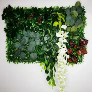 Mur végétal artificiel Jasmin 60x40cm, Plantes artificielles retombantes intérieur Décoration murale végétalisée extérieur facile d'entretien.