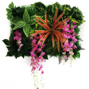 Mur végétal artificiel Musaica 60x40cm, Plantes artificielles retombantes intérieur, décoration murale extérieur durable et sans entretien.