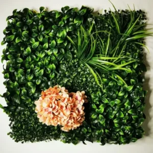 Mur végétal artificiel Serratophylla 50x50cm, Fleurs artificielles haut de gamme, Déco murale intérieur et extérieur facile d'installation.