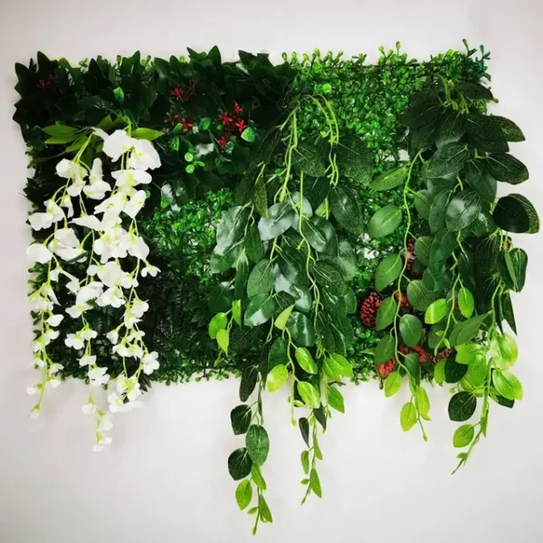 Mur végétal artificiel Sicily 60x40cm, Fausses plantes tombantes intérieur comme des vraies, Déco murale extérieur facile d'entretien.