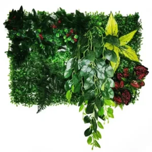 Mur végétal artificiel Terra 60x40cm, Fausses plantes tombantes intérieur, Déco murale extérieure pas chère, solide et durable.