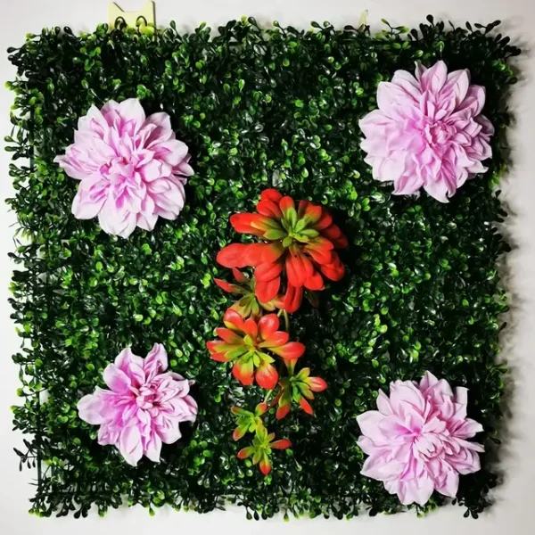 Mur végétal artificiel Vaccinium 50x50cm, Décoration murale pas chère avec nos panneaux fleurs artificielles comme des vraies.