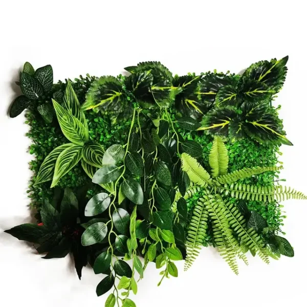 Mur végétal artificiel Veitchiana 60x40cm, Fausses plantes tombantes durable et écologique, Déco murale extérieure et intérieure sans entretien.