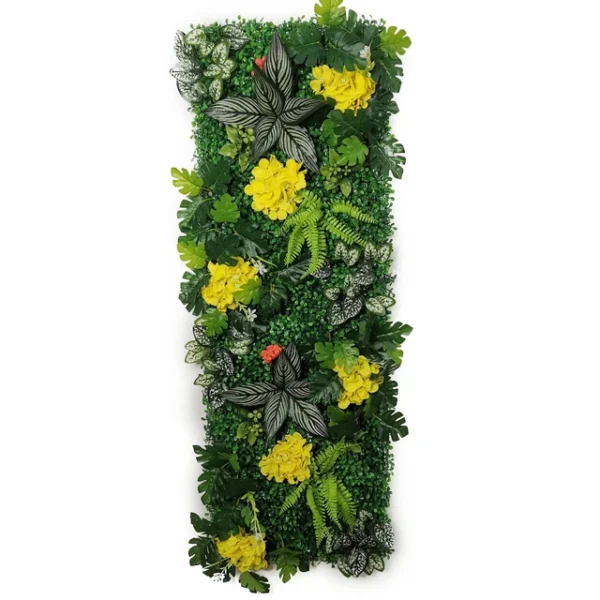 Mur Végétal artificiel Senna 40x120cm, fausse plantes et fleurs artificielles facile d'installation. Décoration murale intérieur et extérieur.